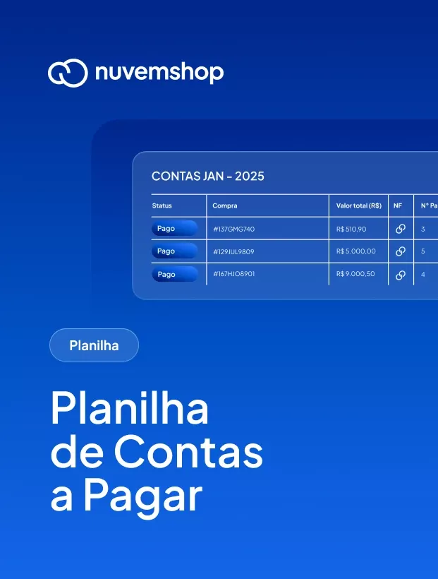 Capa da planilha de contas a pagar gratuita da Nuvemshop.